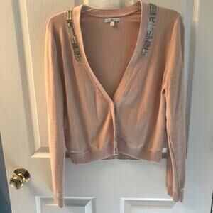 Gap cropped cardigan embellished pink Large